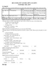 Đề cương ôn tập Hóa hữu cơ Lớp 9 - Năm học 2016-2017
